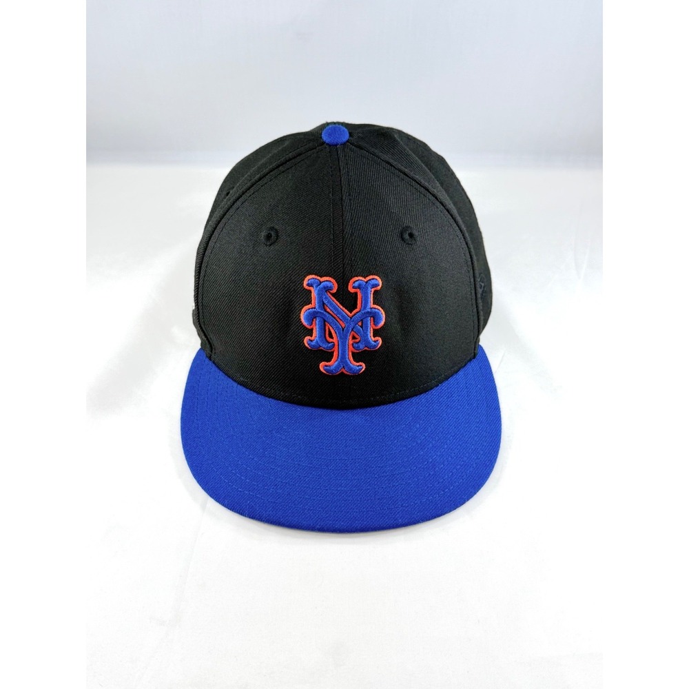 New Era New York Mets 59FIFTY Cooperstown Fitted Hat 7 1/2 MLB Black Royal Blue